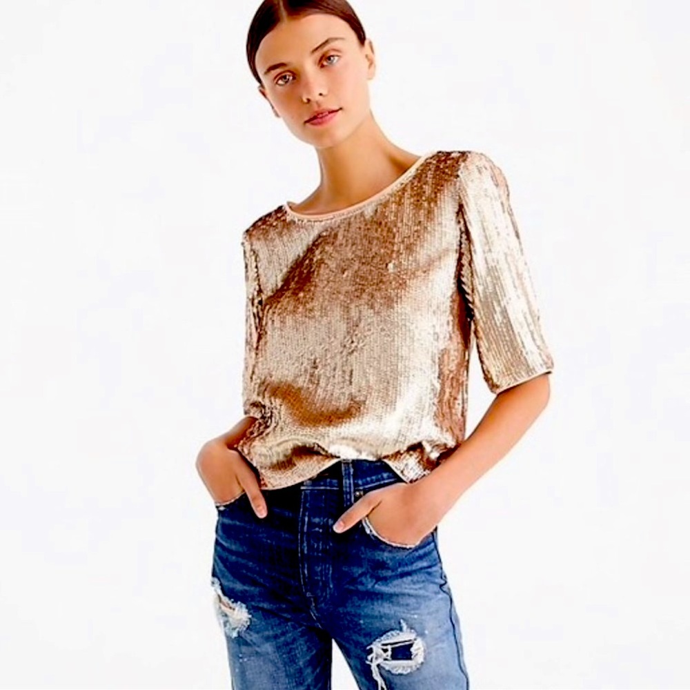 J.Crew Cropped Sequin Top in Rose Gold 🌸🌸